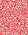 Crimson Coiled Curls Over White Rug