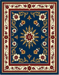 Classic Navy Floral Scroll Medallion Rug