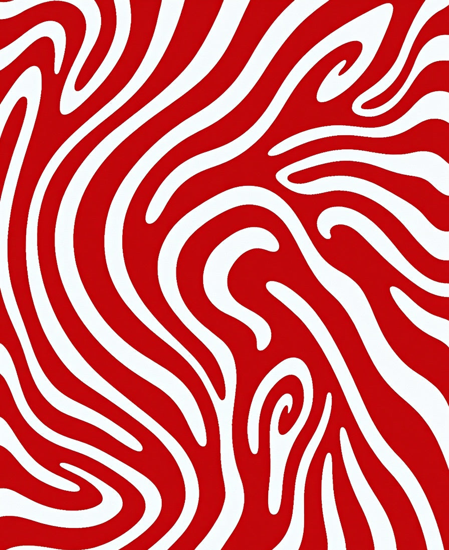 Crimson White Abstract Swirl Rug