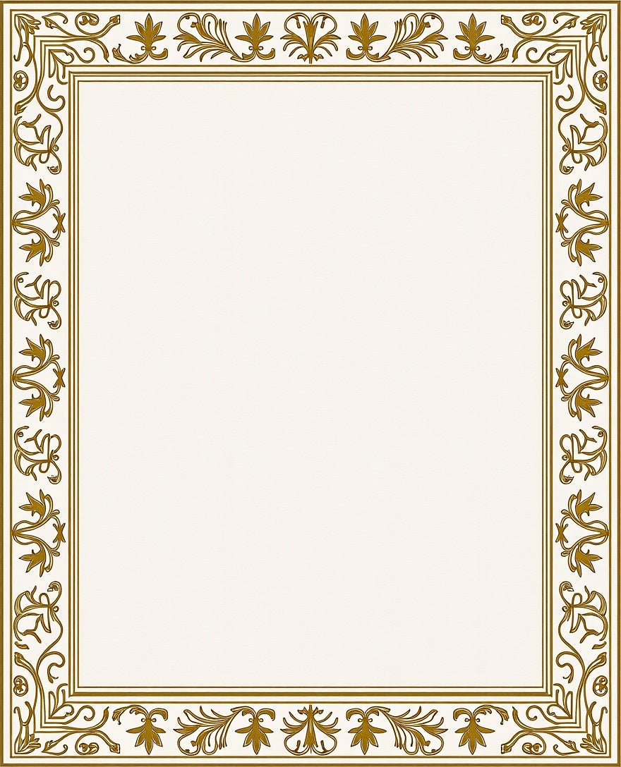 Elegant Gold Leaf Vine Border Rug