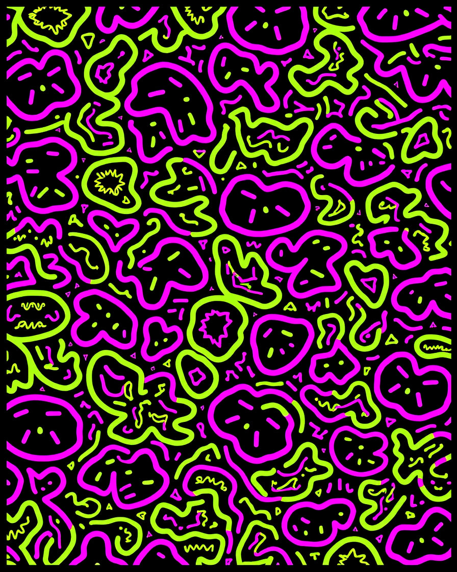 Vibrant Pink Neon Organic Shapes Rug