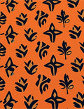 Orange and Navy Abstract Floral Shapes Rug