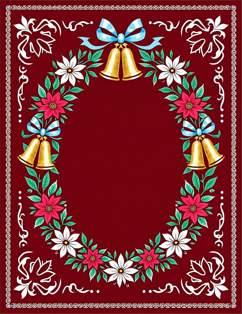 Golden Bells Festive Floral Garland Rug