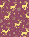 Golden Reindeer Snowflakes Plum Whimsical Rug