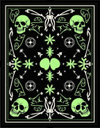 Glow In Dark Skull Floral Border Rug