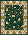 Emerald Green Floral Leaf Vine Rug