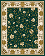 Emerald Green Floral Leaf Vine Rug
