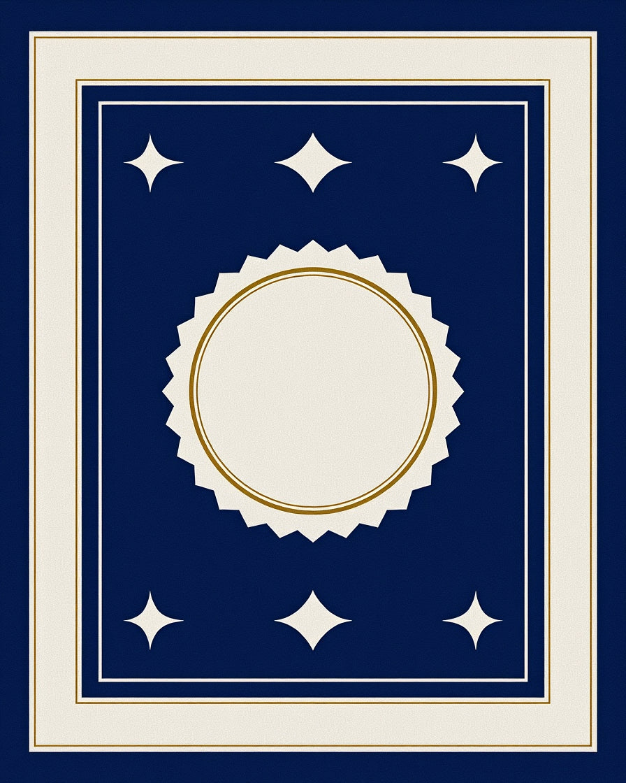 Navy Cream Diamond Star Medallion Rug