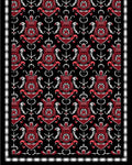 Deep Crimson Shield Floral Damask Rug