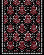 Deep Crimson Shield Floral Damask Rug