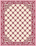 Crimson Floral Lattice Border Rug