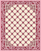 Crimson Floral Lattice Border Rug