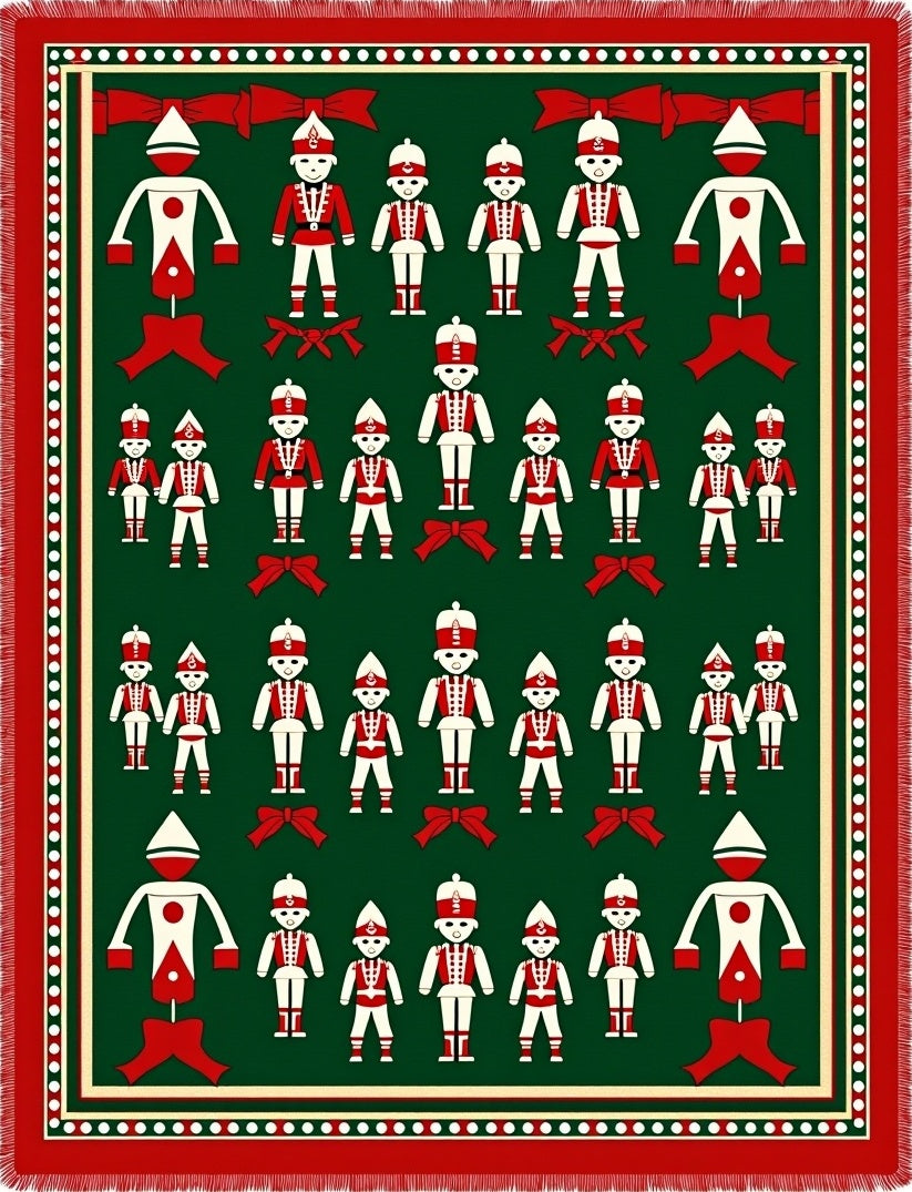 Red White Green Soldier Garland Rug