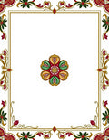 Rich Red Green Golden Floral Frame Rug