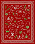 Crimson Snowflake Pine Needle Swirl Rug
