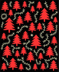 Red Evergreen Branches on Black Rug