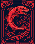 Fierce Red Fish Oceanic Ornate Rug