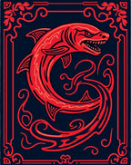 Fierce Red Fish Oceanic Ornate Rug