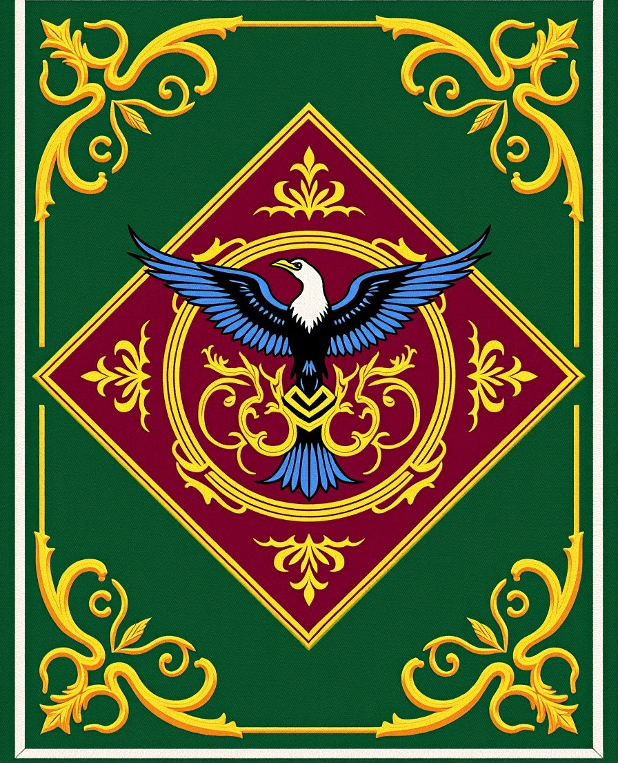 Emerald Green Golden Eagle Medallion Rug