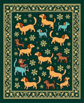 Whimsical Dachshund Snowflake Border Rug