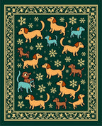 Whimsical Dachshund Snowflake Border Rug