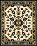 Navy Gold Floral Medallion Square Rug