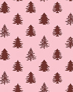 Earthy Pine Trees Repeat Pink Rug