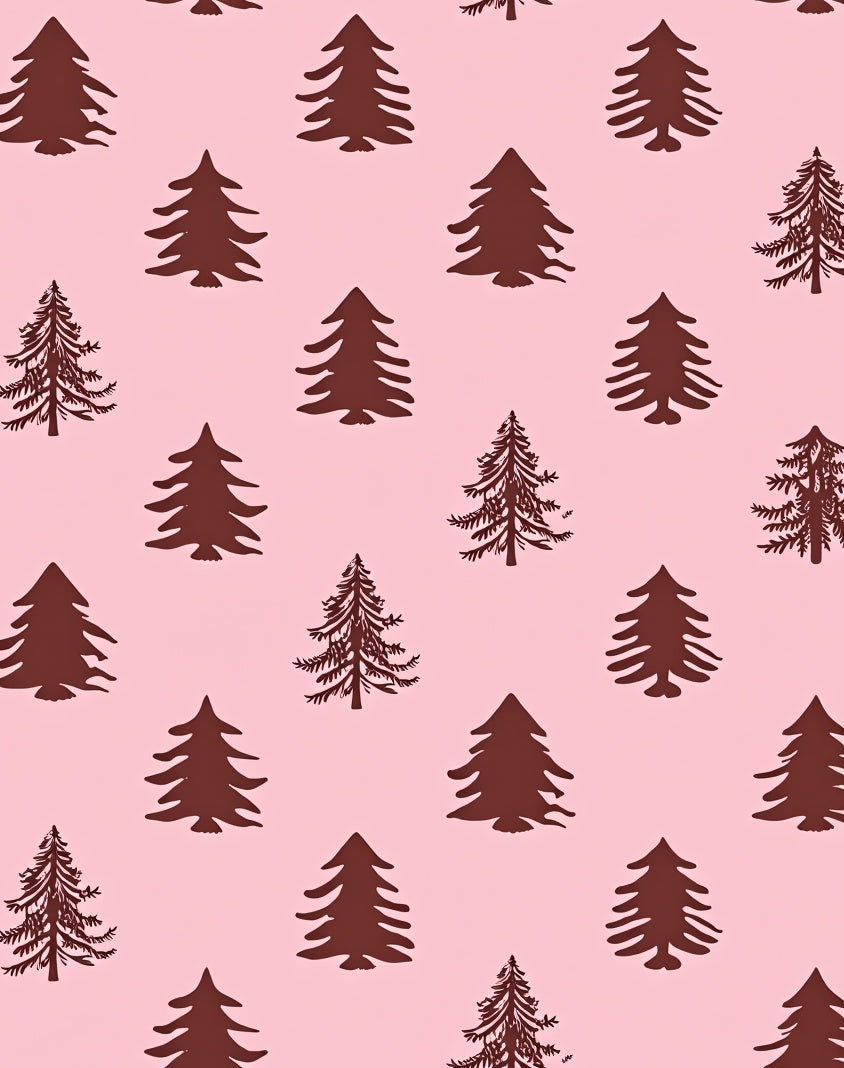 Earthy Pine Trees Repeat Pink Rug