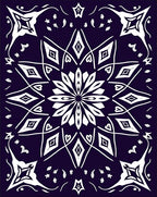 Deep Indigo White Geometric Starburst Rug