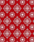 Crimson White Snowflake Mandala Arrangement Rug