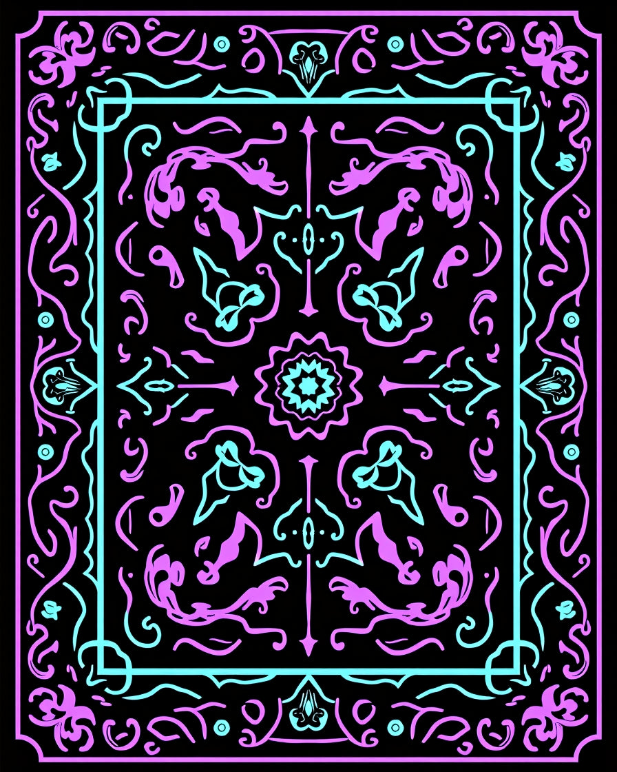 Vibrant Pink Turquoise Floral Medallion Rug
