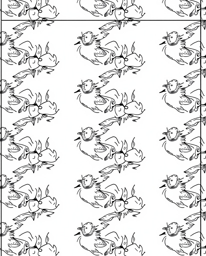 Whimsical Duo Birds Continuous Repeat Rug