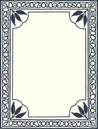 Classic Navy Bordered Botanical Frame Rug