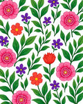 Vibrant Floral Garden Folk Art Rug