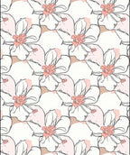 Soft Pink Blossom Outline Art Rug