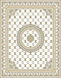 Ornate Cream Gold Medallion Arabesque Rug