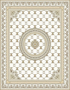 Ornate Cream Gold Medallion Arabesque Rug