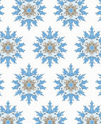 Aqua Gray Floral Medallion Rug