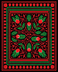 Bold Red Green Floral Garden Tapestry Rug