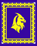 Bold Yellow Lion Emblem Royal Rug