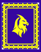 Bold Yellow Lion Emblem Royal Rug