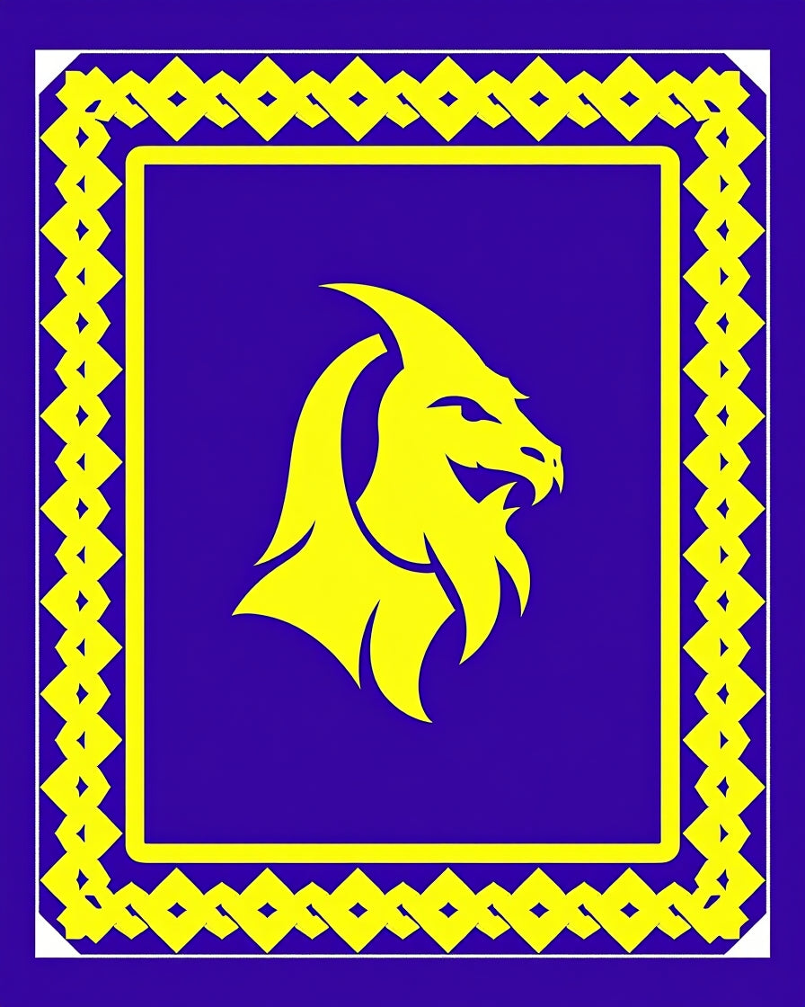 Bold Yellow Lion Emblem Royal Rug