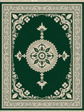 Emerald Green Floral Mandala Border Rug