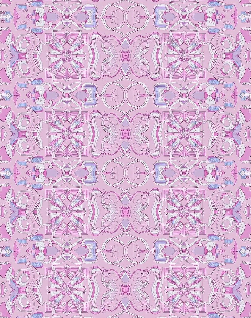 Whimsical Pink Floral Symmetry Rug
