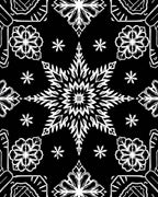Bold Black White Star Flower Mandala Rug