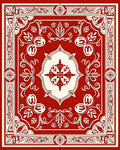 Ivory Red Abstract Floral Scrollwork Rug
