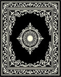 Black and Cream Medallion Frame Rug