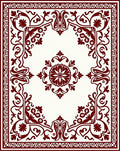 Deep Red Ornate Scrollwork Blossom Rug
