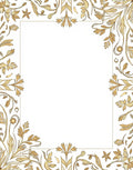 Golden Floral Swirl Border Rug