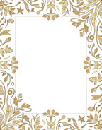 Golden Floral Swirl Border Rug